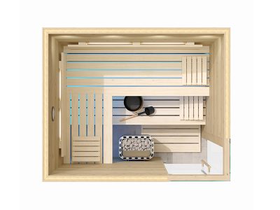 SAUNA KING finnszauna 3-4 főre cirbolyafenyőből, 200x160cm