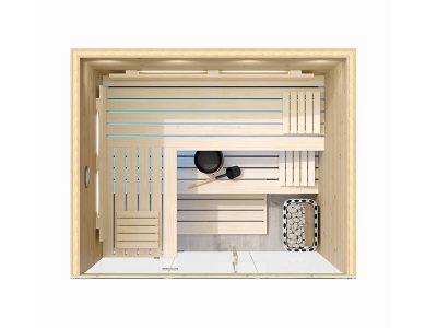 SAUNA KING finnszauna 3-4 főre cirbolyafenyőből, teljes üvegfronttal, 200x160cm