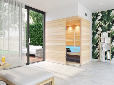 SAUNA KING finnszauna 3-4 főre hemlockból, 200x160cm