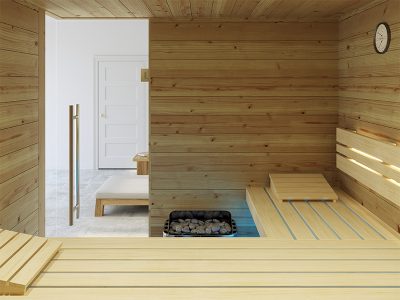 SAUNA KING finnszauna 3-4 főre cirbolyafenyőből, 200x160cm
