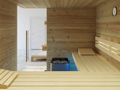 SAUNA KING finnszauna 4-5 főre cirbolyafenyőből, 200x200cm