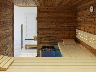 SAUNA KING finnszauna 4-5 főre öregfából, 200x200cm